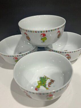 Dr. Seuss How The Grinch Stole Christmas Cereal / Soup Bowls - Set Of 4